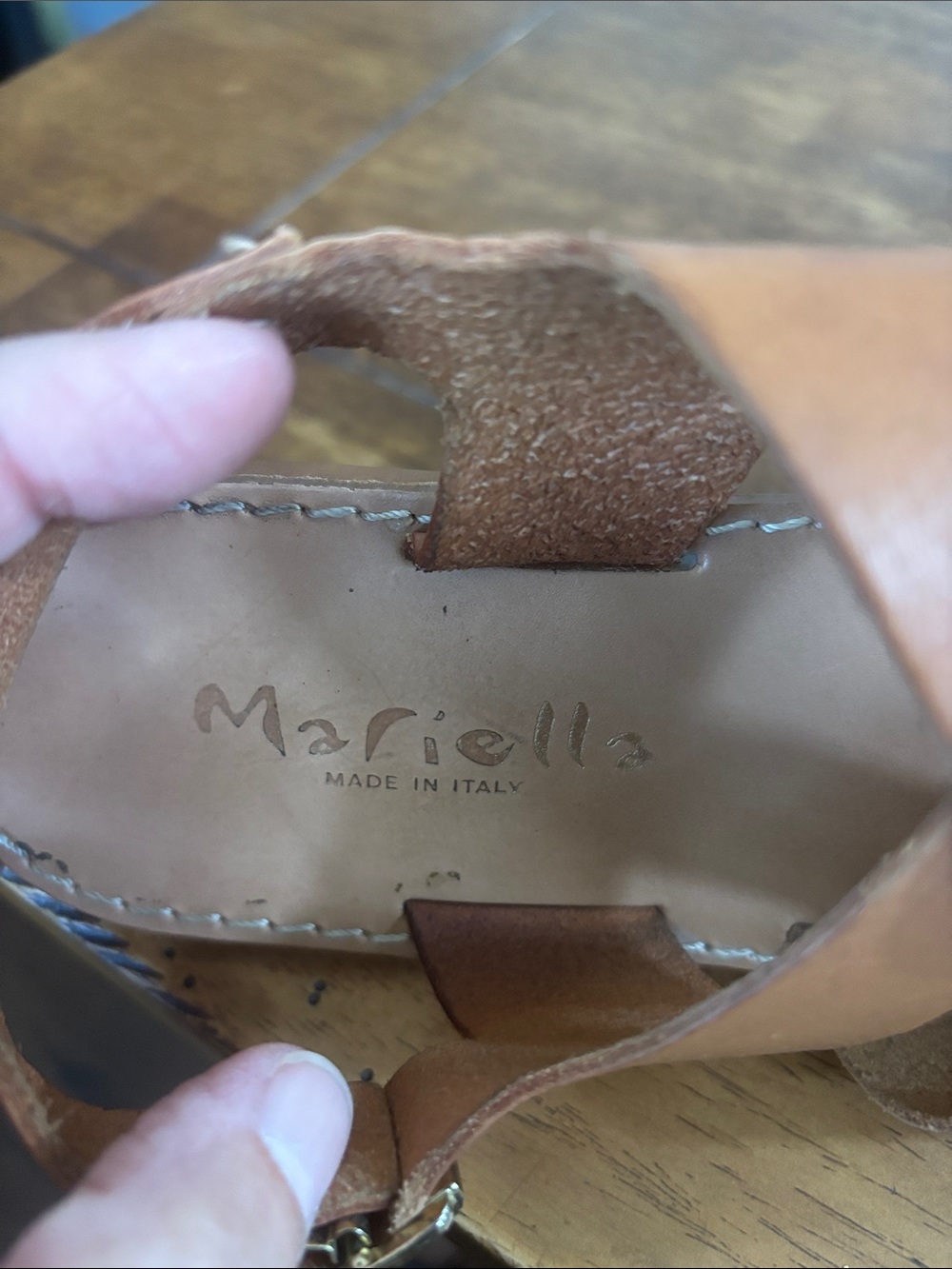 Women's Italian Leather Tan Crisscross Strap Sandals - Picture 6 of 7